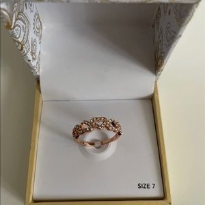 18K Rose Gold Plate Pavé Open Heart Ring size 7